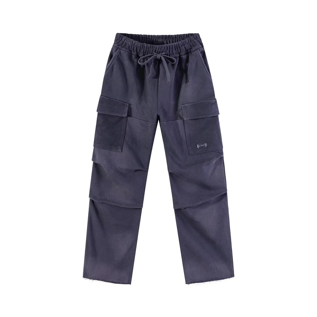 【凯瑞图同款】Hide男女同款刀割裤脚水洗双袋工装微喇弯刀卫裤