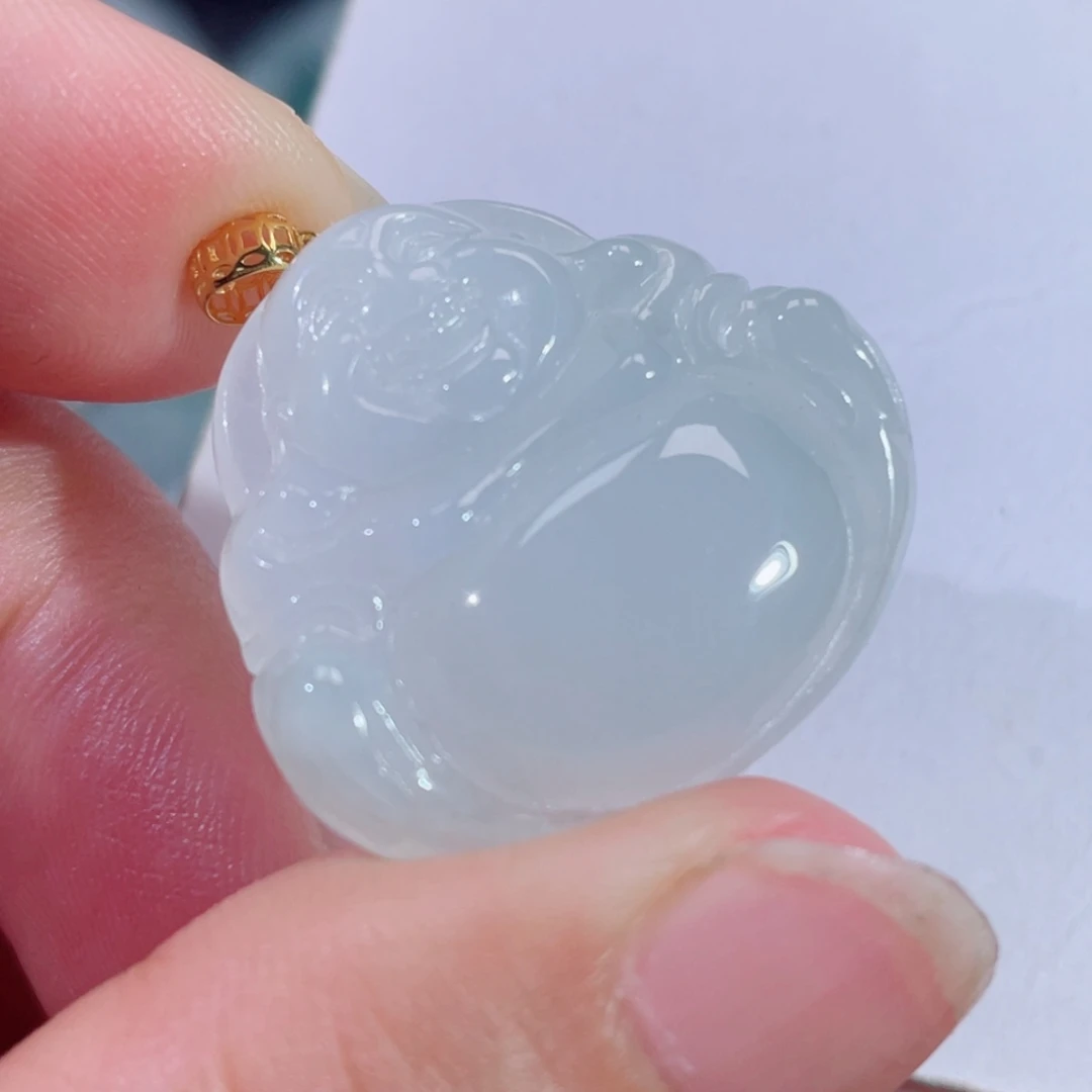 翡翠18K金镶嵌颈饰佛公