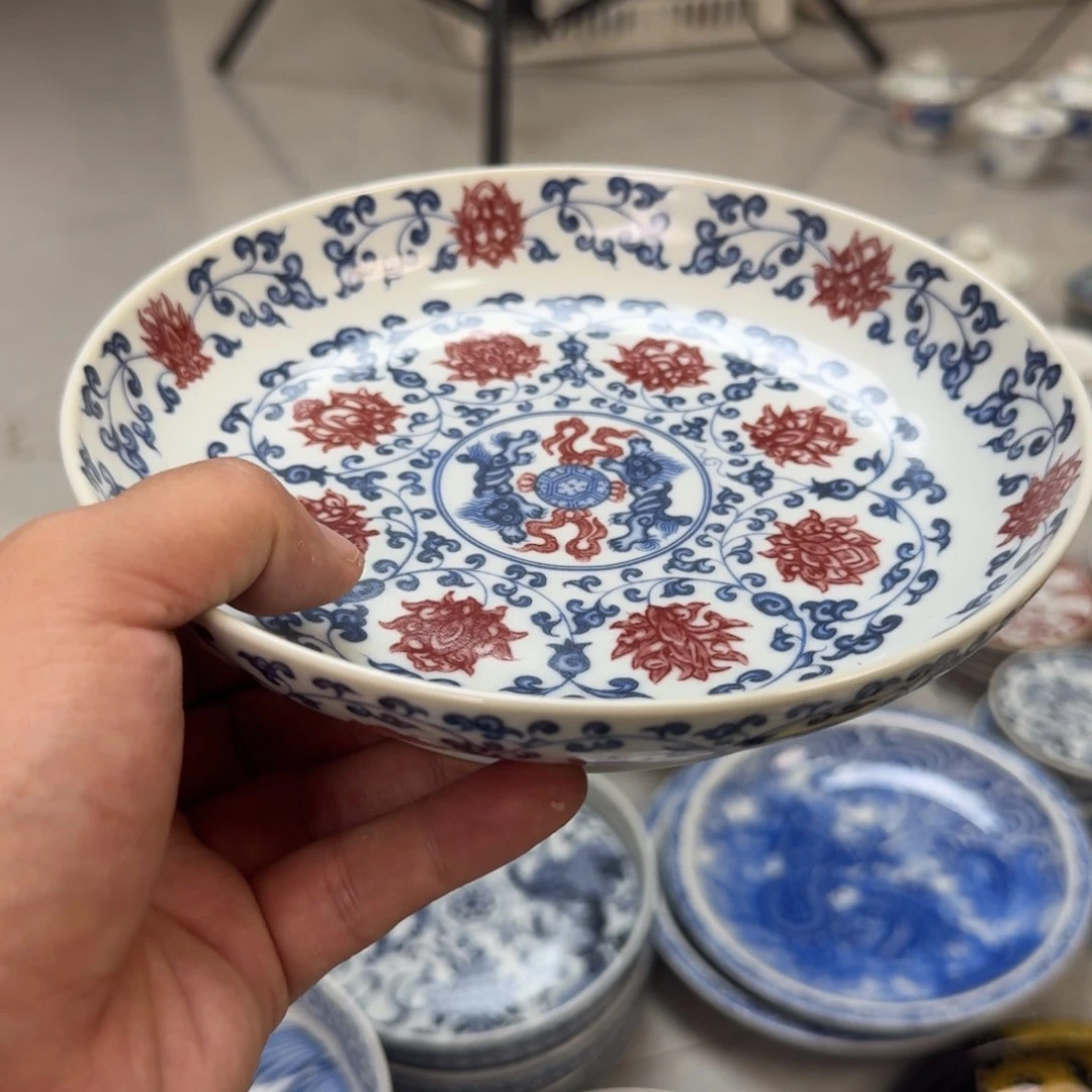 杯釉里红缠枝莲大壶承