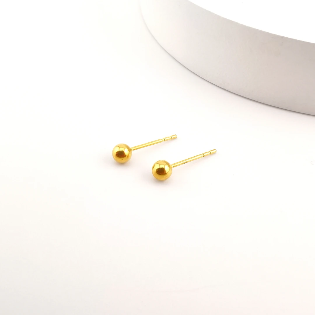 【洛一珠宝】【18K金】手工实心硬金亮面抛光工艺金耳钉简约素款耳钉