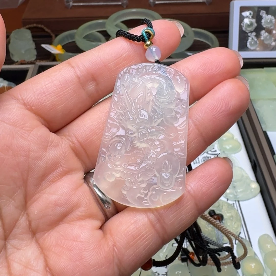 岫玉未镶嵌颈饰妞**妮天然岫玉精品龙牌