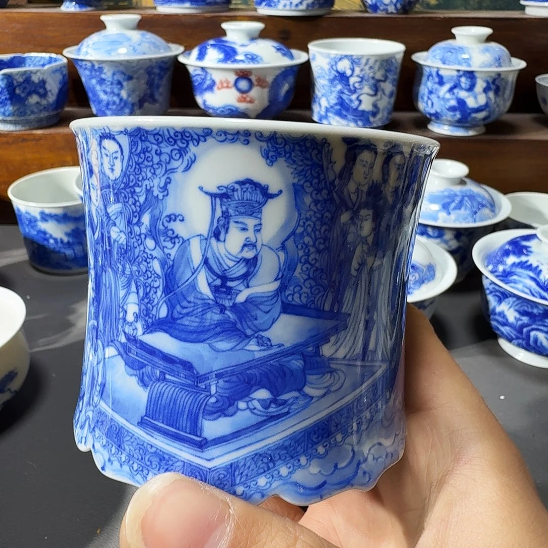 泥塑天官赐福主人杯手工手绘微微微瑕