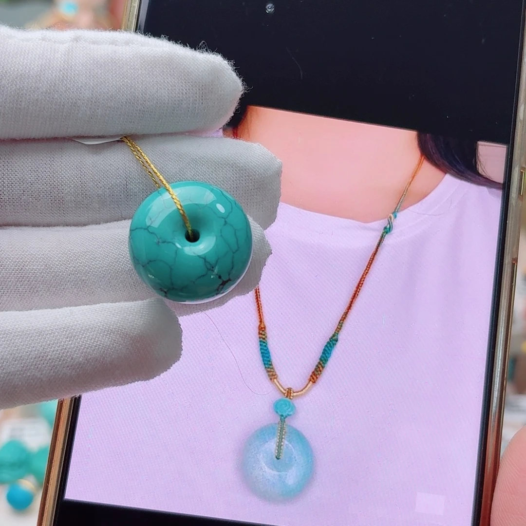 绿松石未镶嵌珠宝奇石饱满平安扣