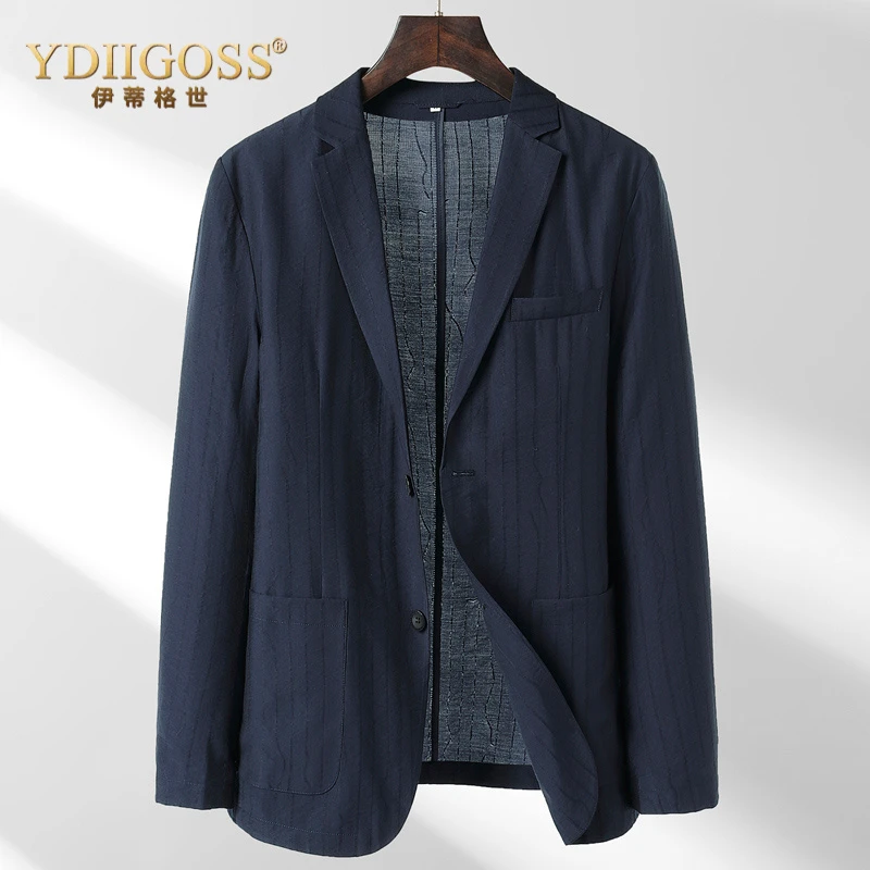 YDIIGOSS西服男士夏季薄款商务休闲西装防晒新款蓝色单西外套