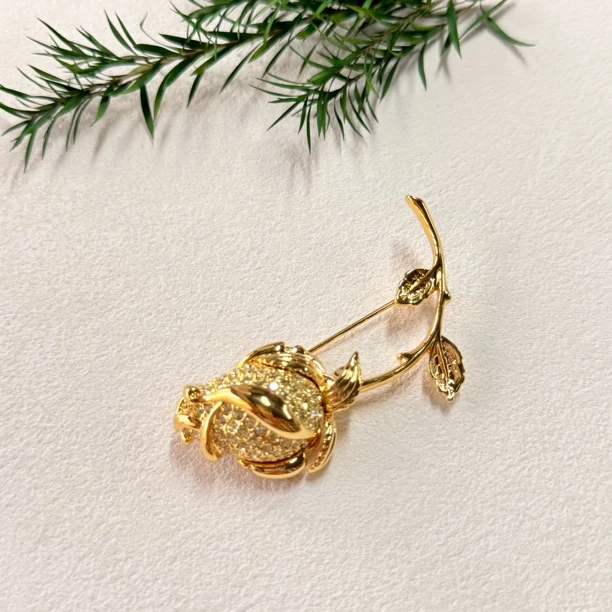 铜合金胸针 【六六中古】孤品复古玫瑰花胸针te2415