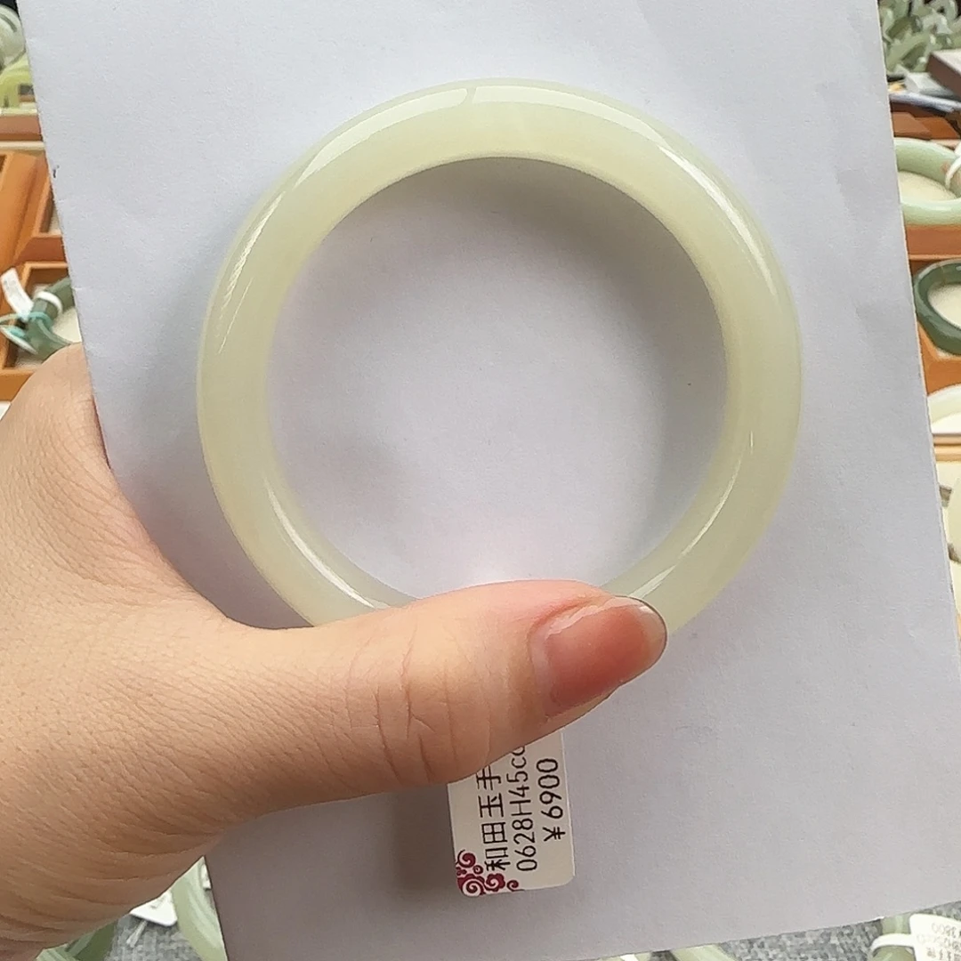 和田玉未镶嵌手镯蜂蜜水56/57