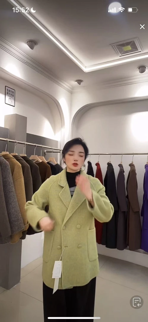 1855短款四粒扣羊毛中长款大衣