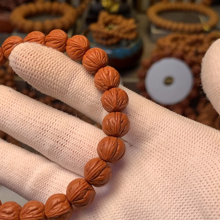 丰***利桃核手串秦岭龙纹