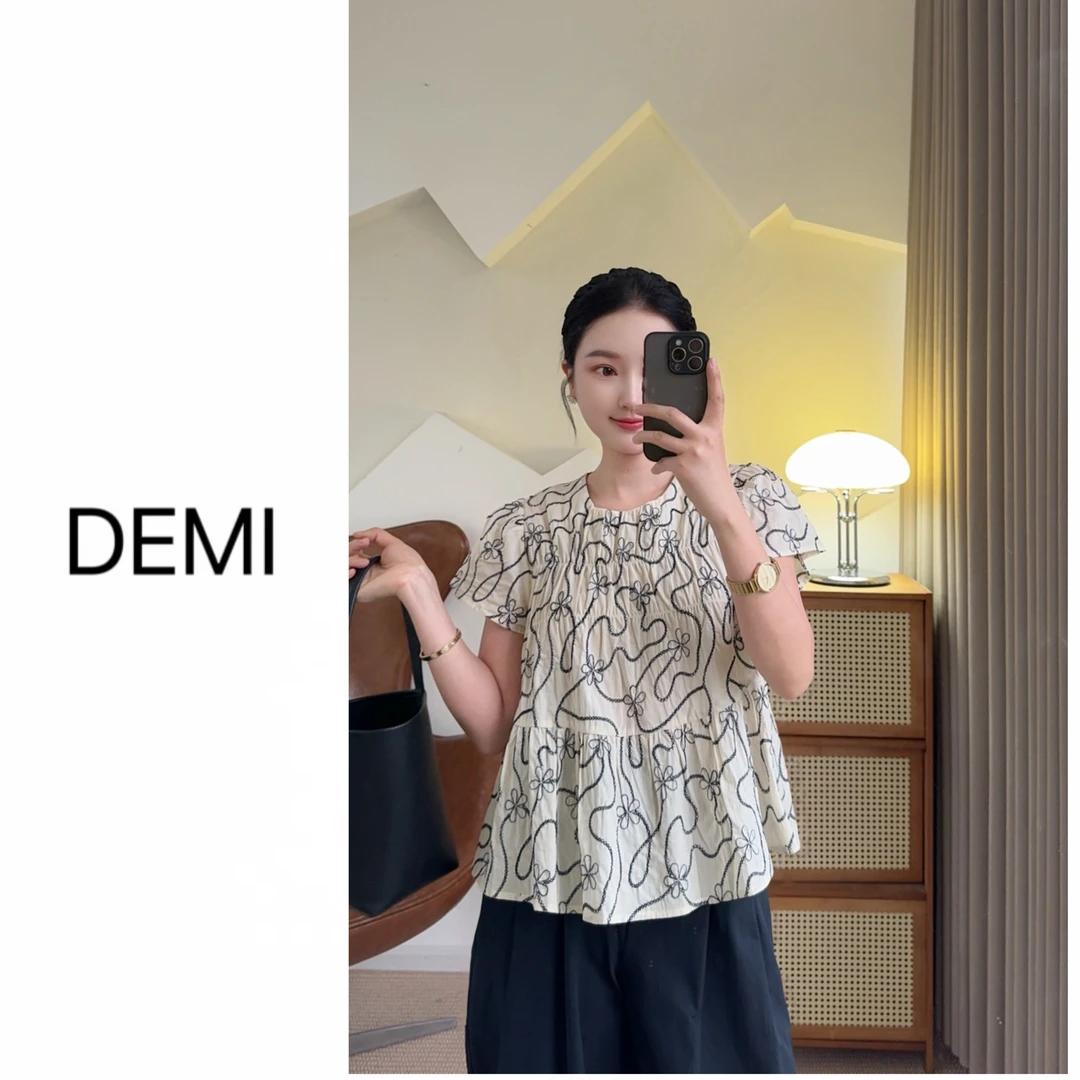 MISS RUILI  定制  2025夏季新款时尚设计感衬衣小衫F0631