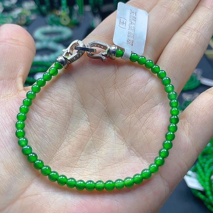 未镶嵌手链翡翠天然A货翡翠 玻璃种正阳绿4