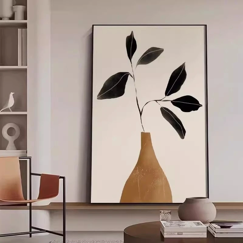 北欧简约客厅沙发背景墙装饰画现代植物餐厅壁画复古玄关走廊挂画