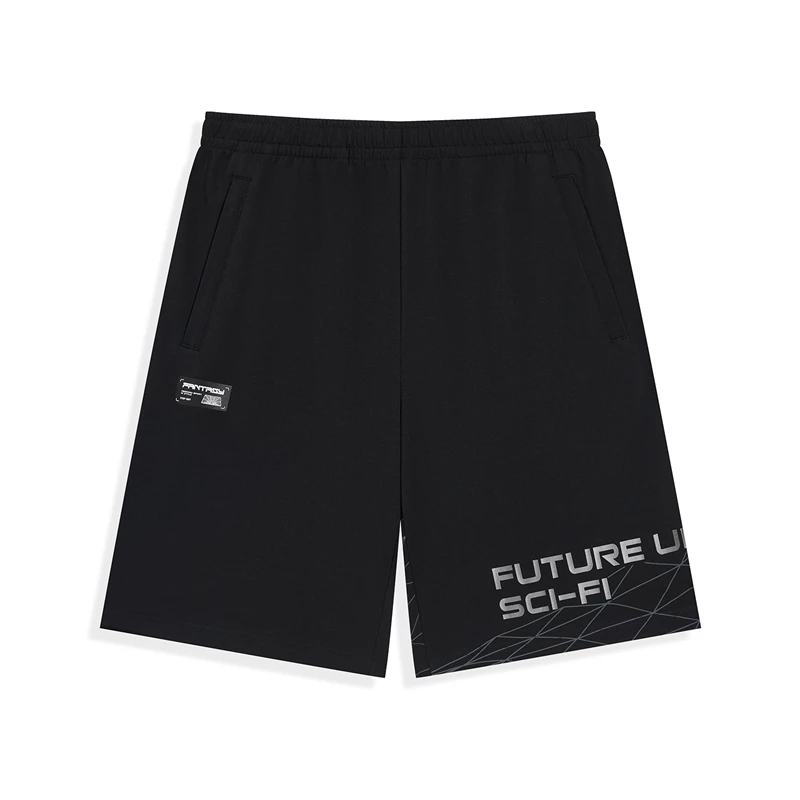 特步运动短裤男裤2025夏季新款字母印花针织五分裤子975229610311