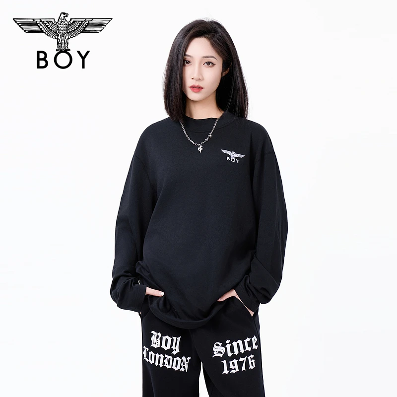 BOY2025新款秋季男女同款潮牌简约百搭圆领长袖T恤N00029