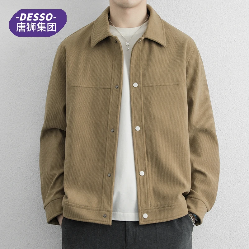 唐狮集团DESSO男士休闲夹克春秋季宽松百搭韩版潮流翻领复古外套