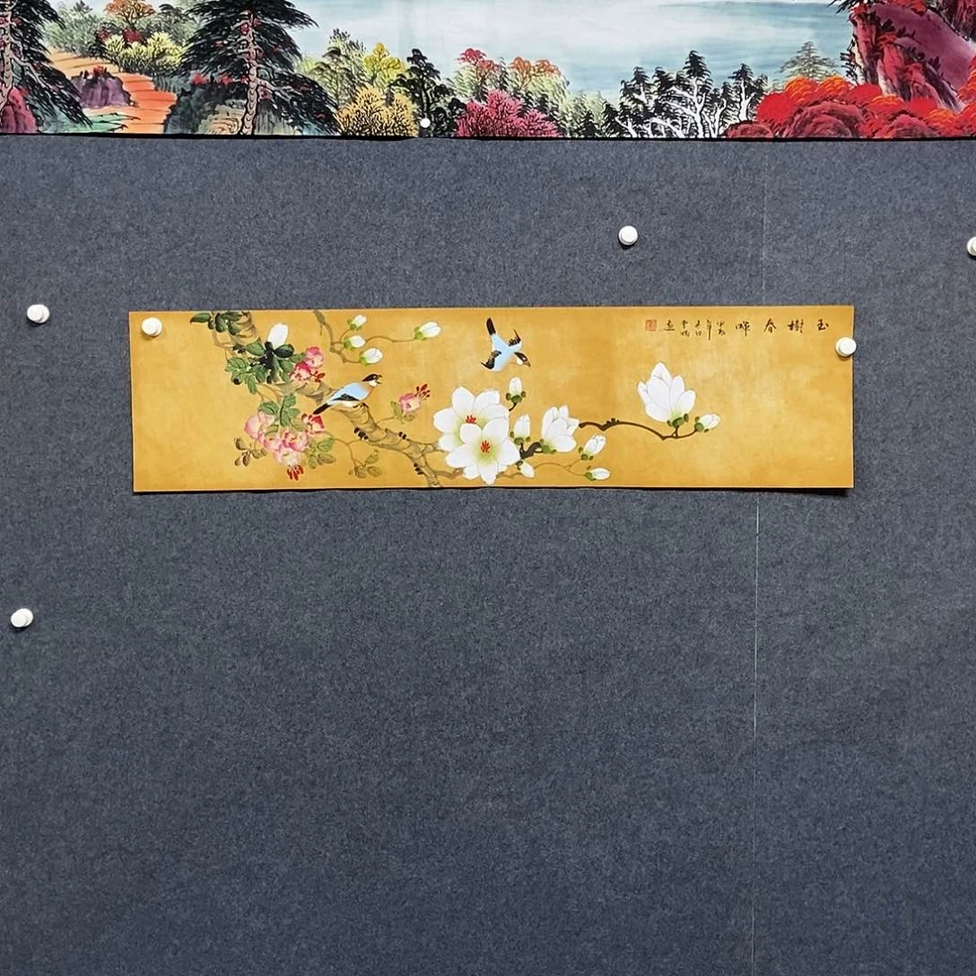 国画四尺对开一副