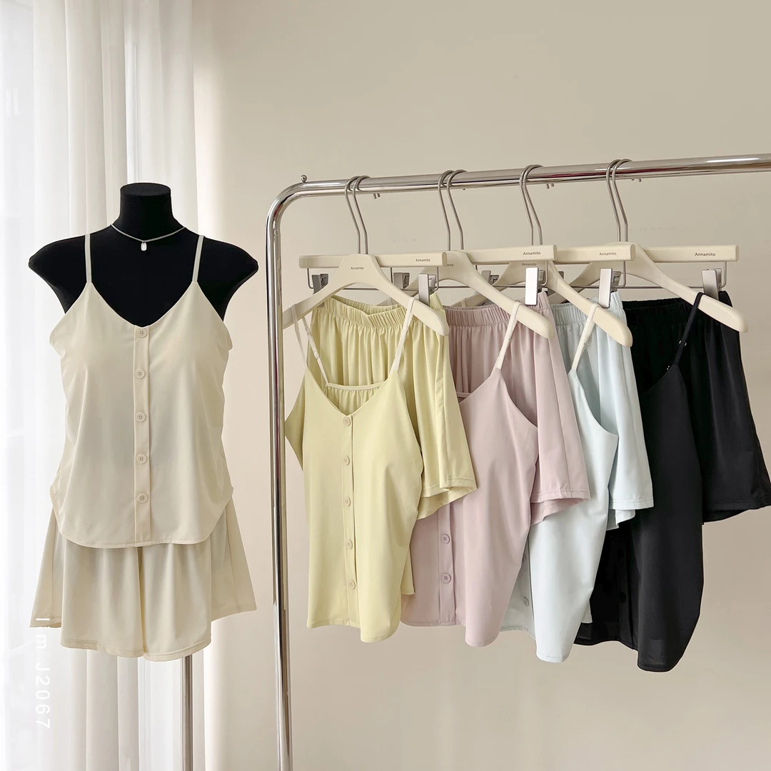 新纽扣冰皮。C吊带家居服套装免穿J2067