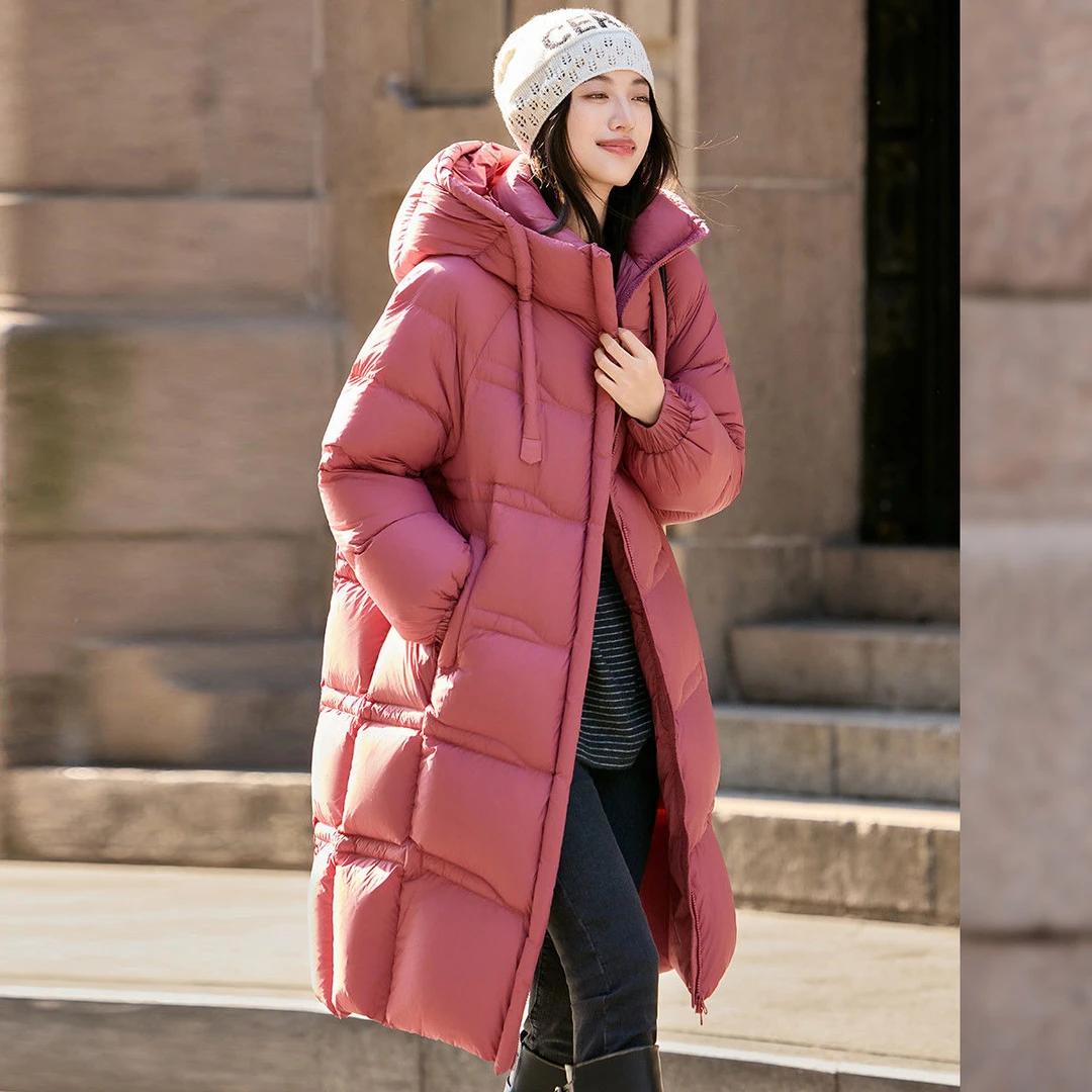 女士过膝长款宽松大码保暖棉衣2025新款冬季韩版石墨烯连帽棉服