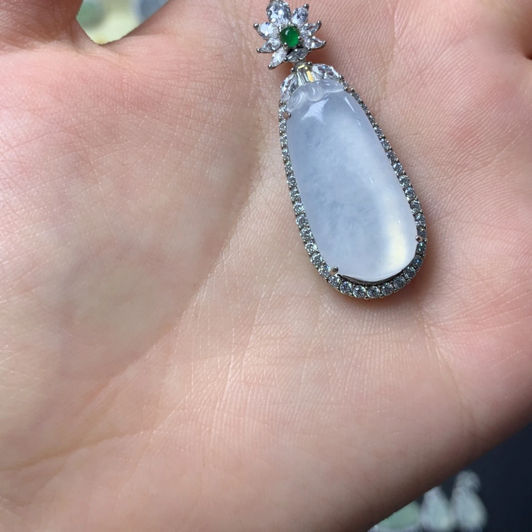 翡翠银S925镶嵌挂件