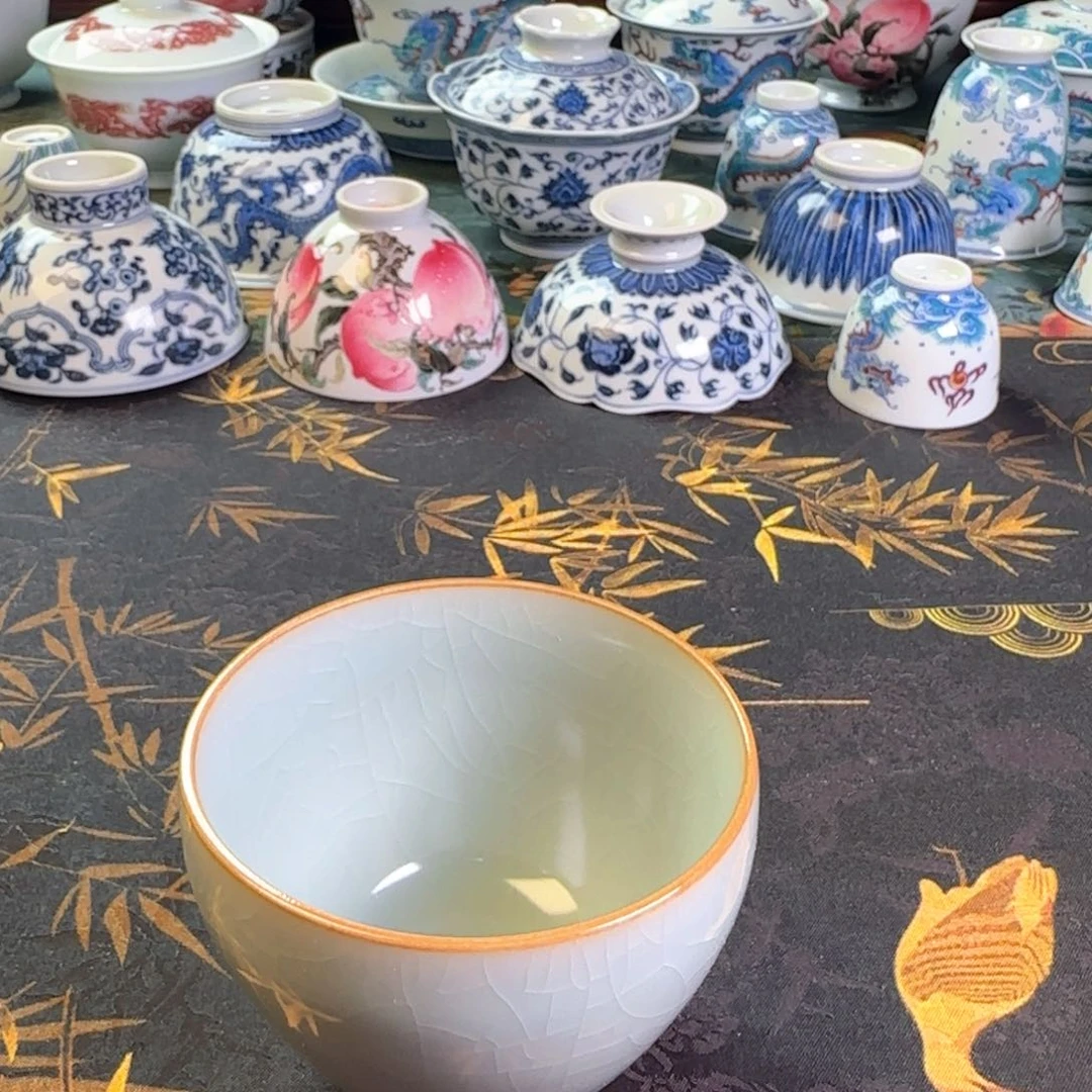 瓷片袋*汝窑开片主人杯一个款式随机发