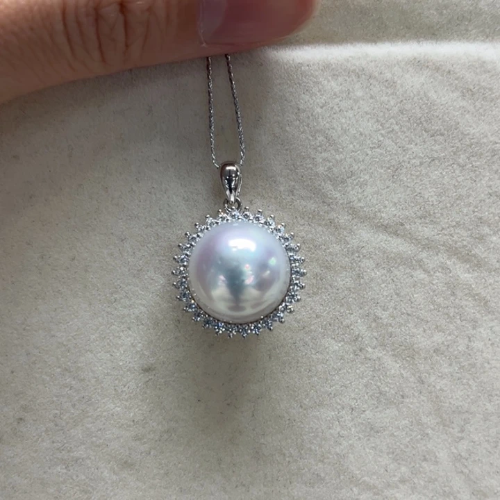 吊坠(不含链)银S925镶嵌海水珍珠澳白13.8m 30号