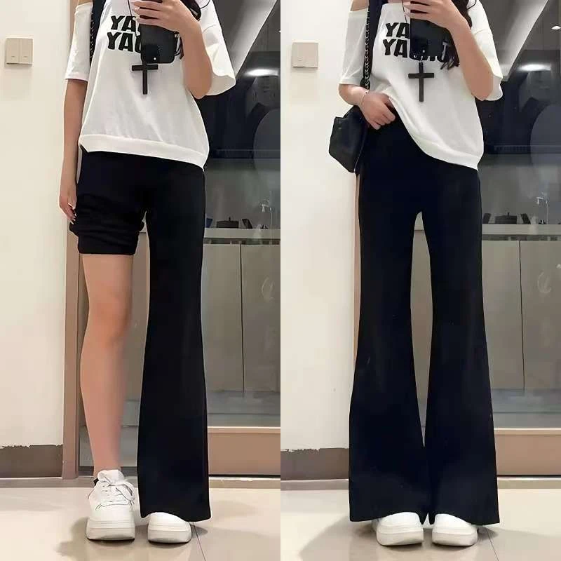 黑色辣妹微喇牛仔裤女2025爆款不贴腿高腰显瘦窄版阔腿宽松喇叭裤