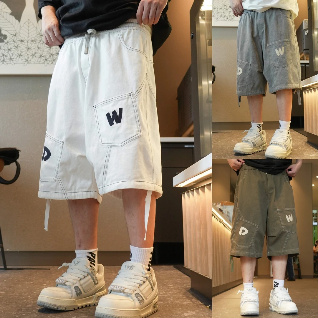 夏季重工洗水棉布明线工装短裤578