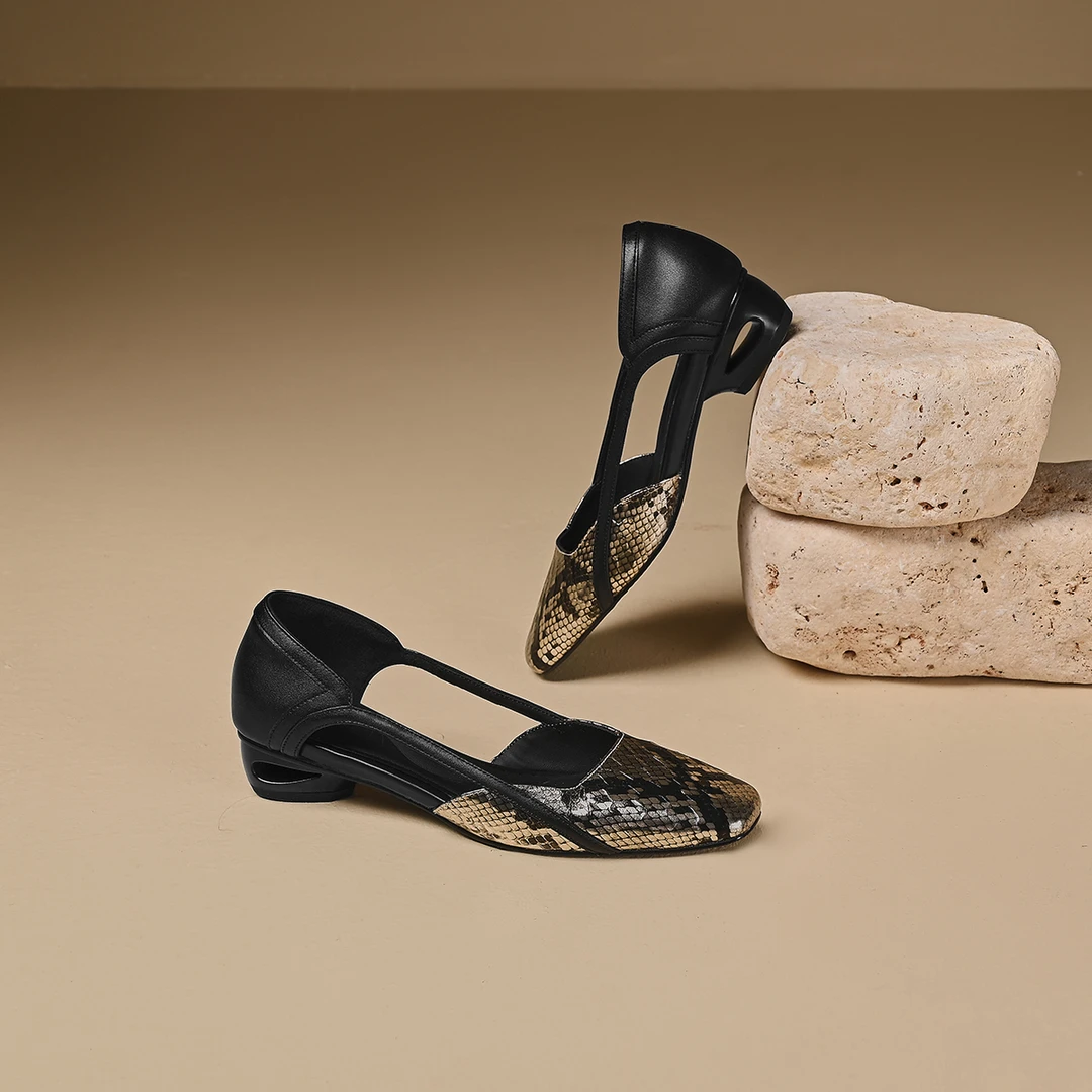 牛皮/3.5cm 星期六夏季气质优雅枪色牛皮凉鞋时尚百搭气质方头款