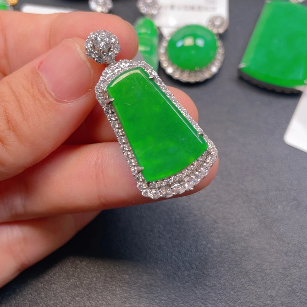 翡翠银S925镶嵌吊坠(不含链)