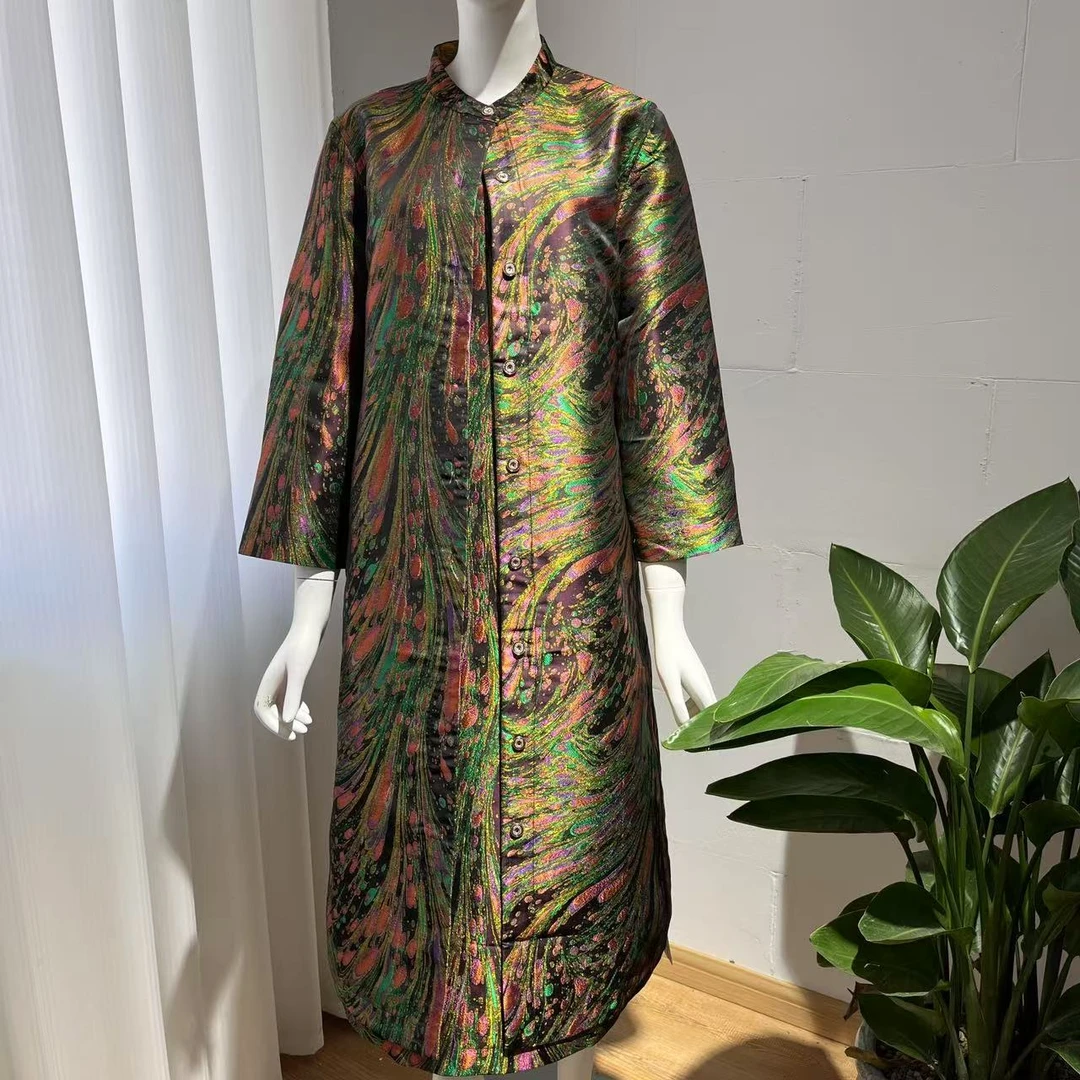 显瘦气质中袖复古双面连衣裙外套8103