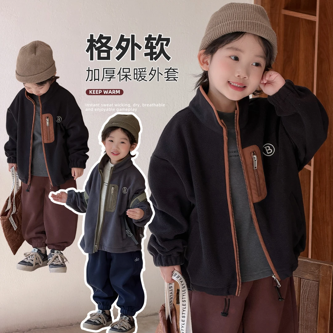 男童加厚外套秋冬季2025新款中大儿童上衣潮BQ25889Y悠悠童话童装