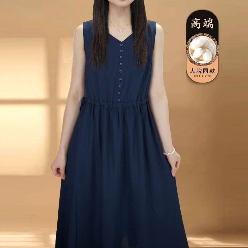 法式无袖背心连衣裙子女夏季2025时尚新款爆款度假风高级中长裙