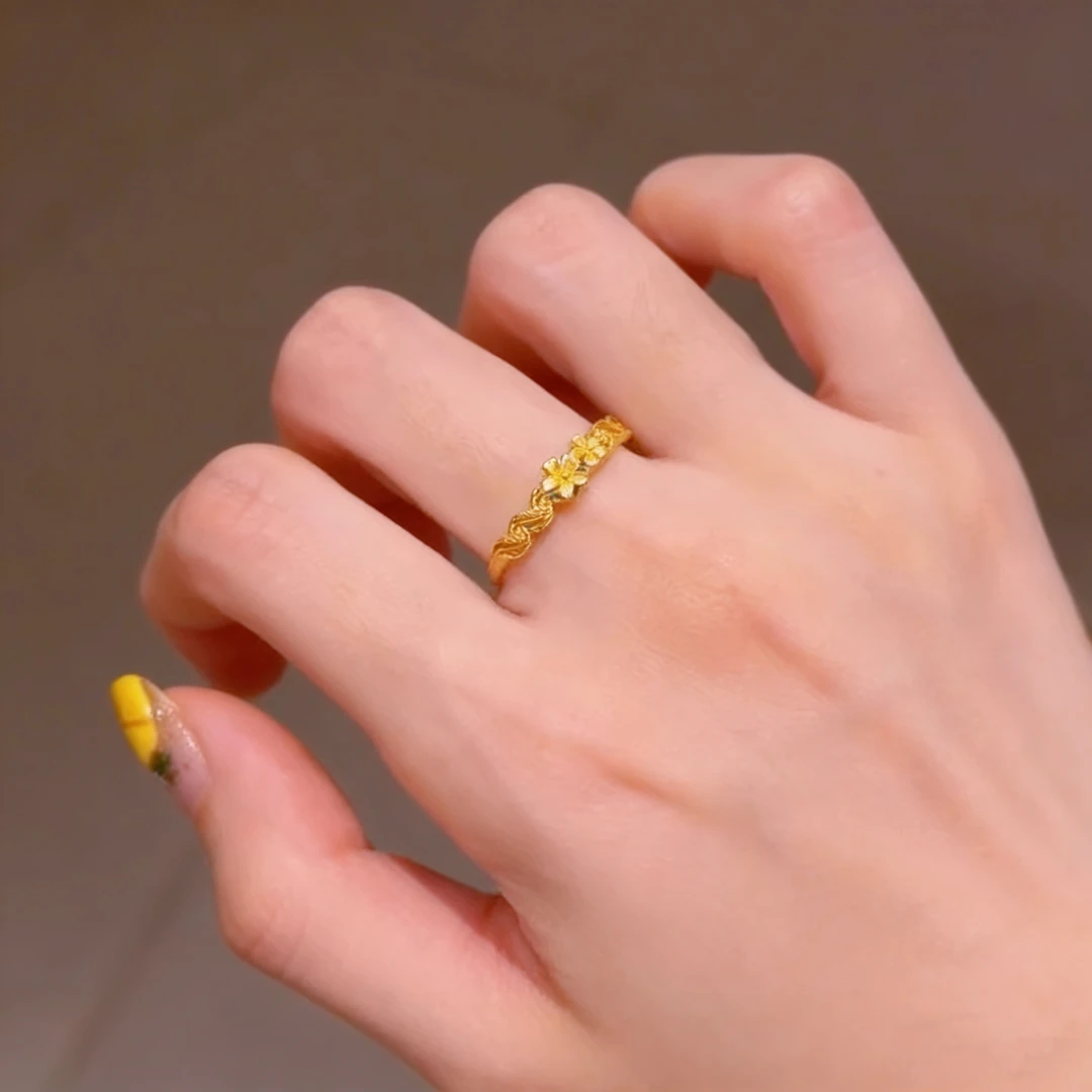 高定精工藤曼花朵活口戒指