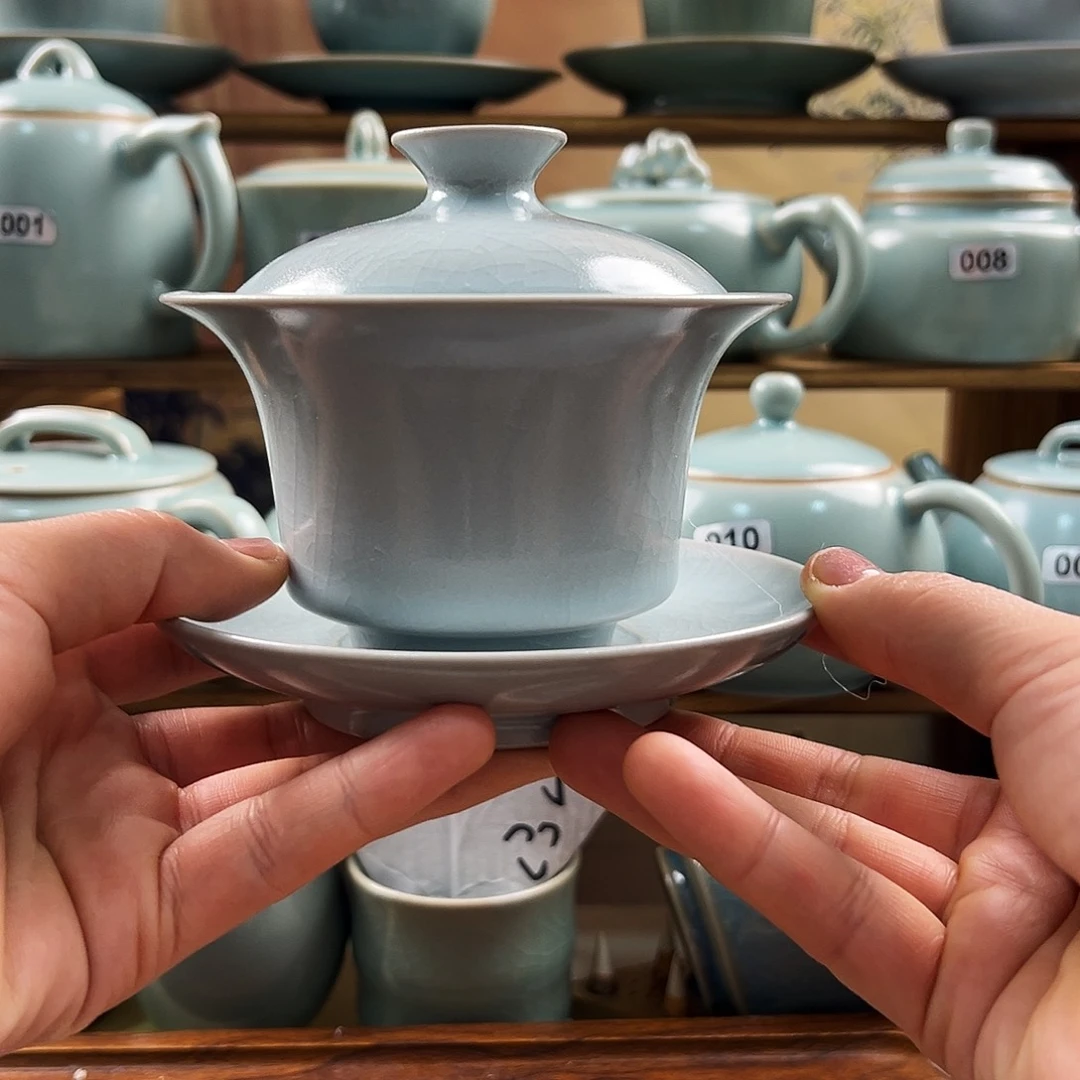 仿古月白三才马蹄盖碗福利