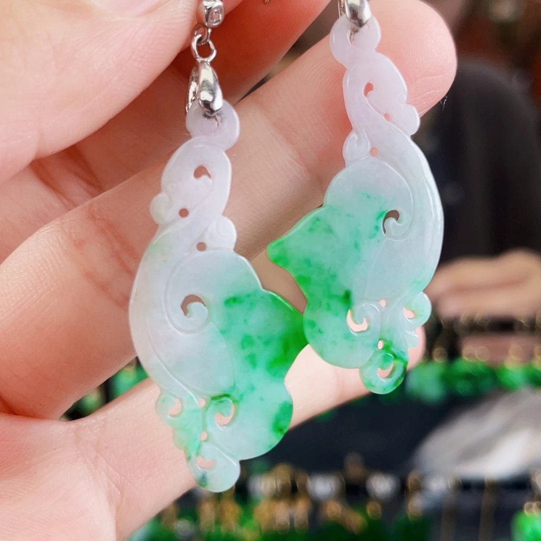 翡翠银S925镶嵌耳饰