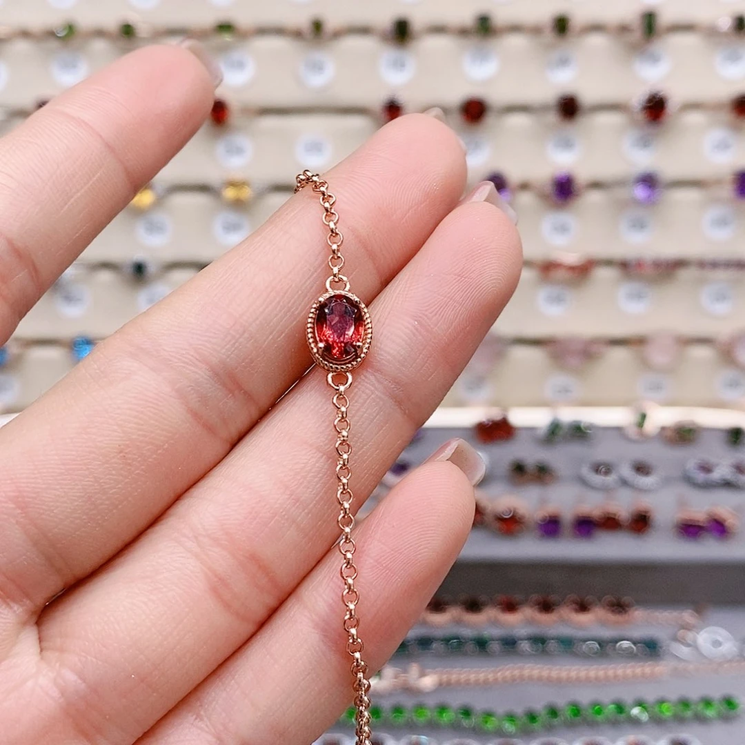 石榴石手链银S925镶嵌手链