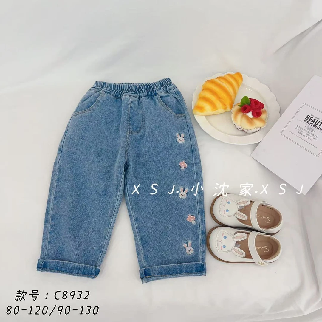 【BaoBao】春款女童兔子蘑菇牛仔裤8932