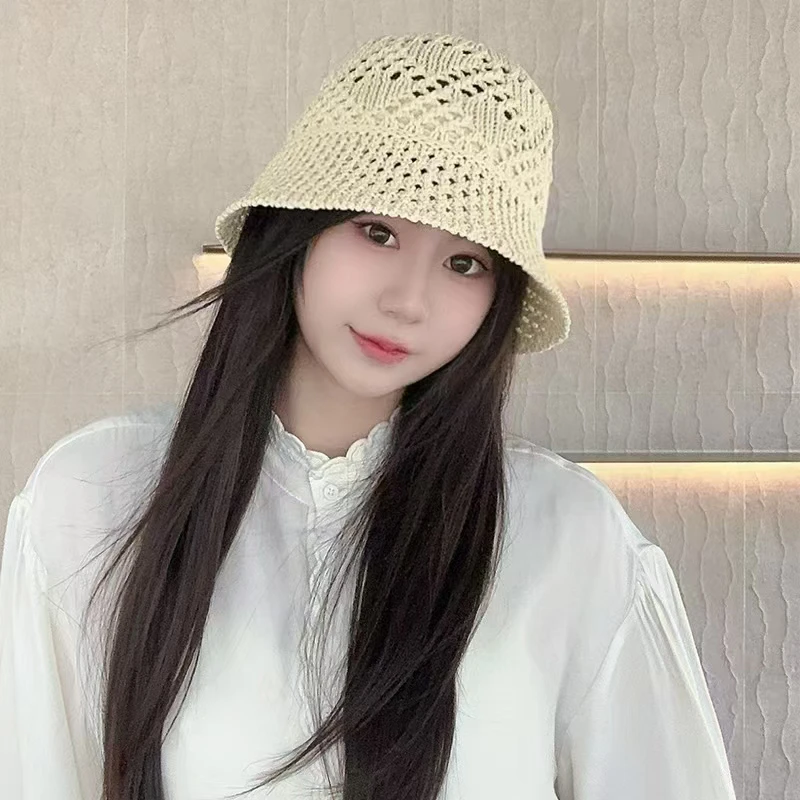 （衣兮镂空编织渔夫帽）日系小众设计手工钩花时尚百搭透气渔夫帽Z