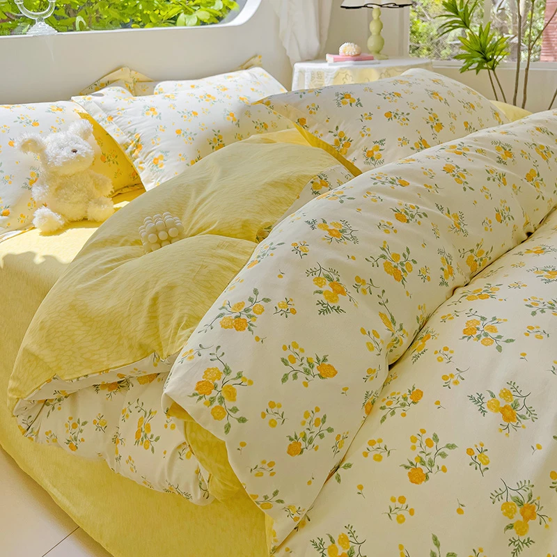 水星家纺适用2025田园风棉质床上四件套100全棉床品夏季宿舍三件