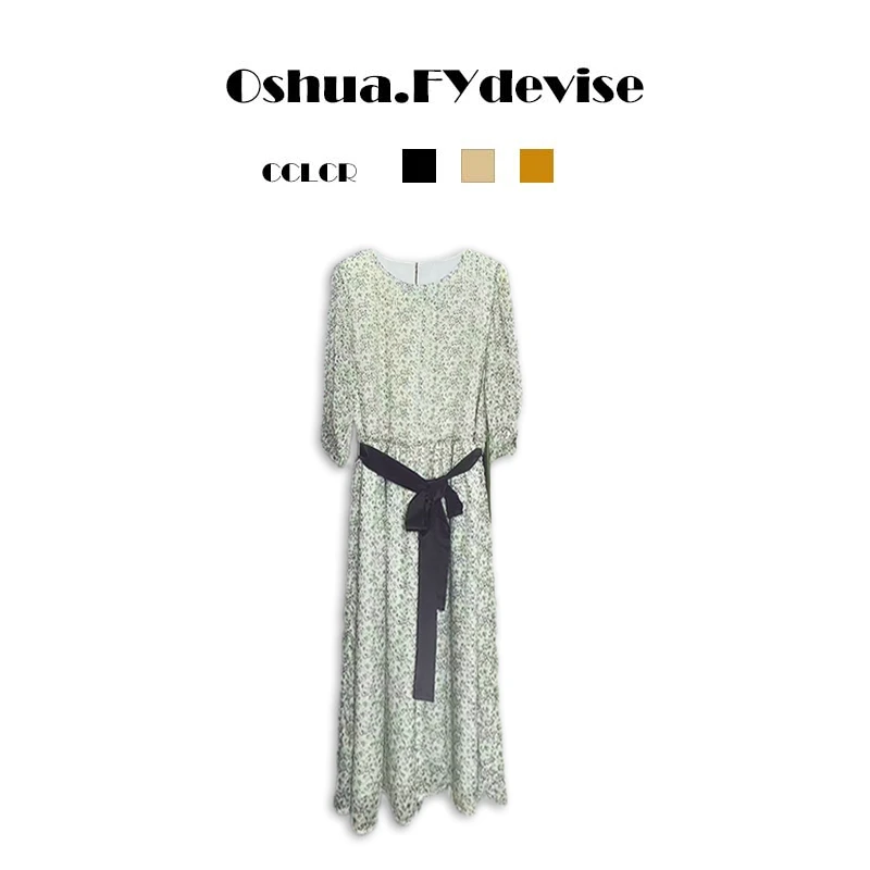 Oshua/欧诗嬅夏季碎花轻奢时尚显瘦连衣裙1059