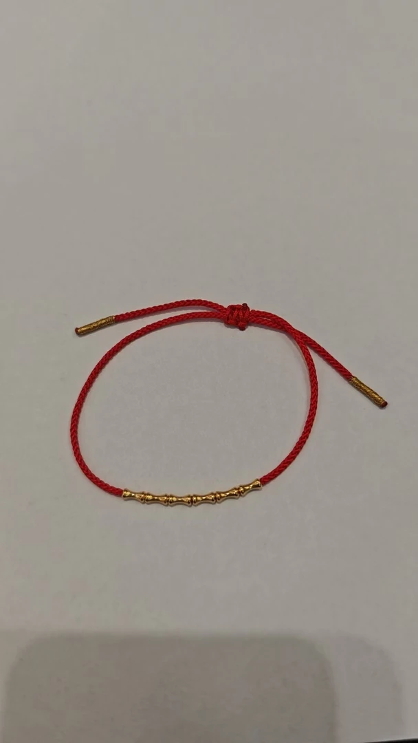 18k金2025新年竹节亲子情侣红绳手链（6个竹节）