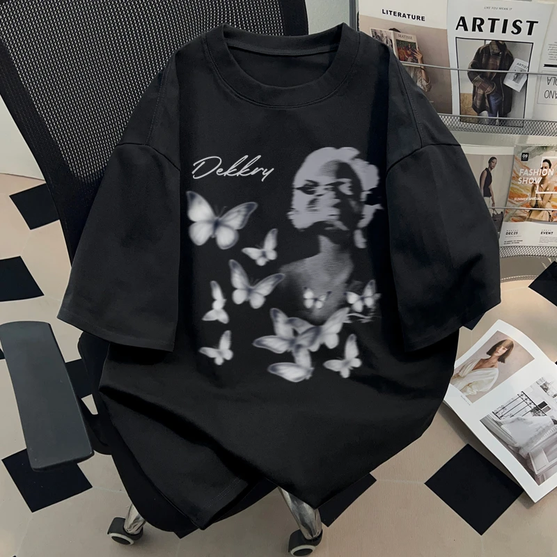 jtrt美式复古潮牌纯棉圆领短袖t恤男女情侣款夏季百搭宽松上衣服