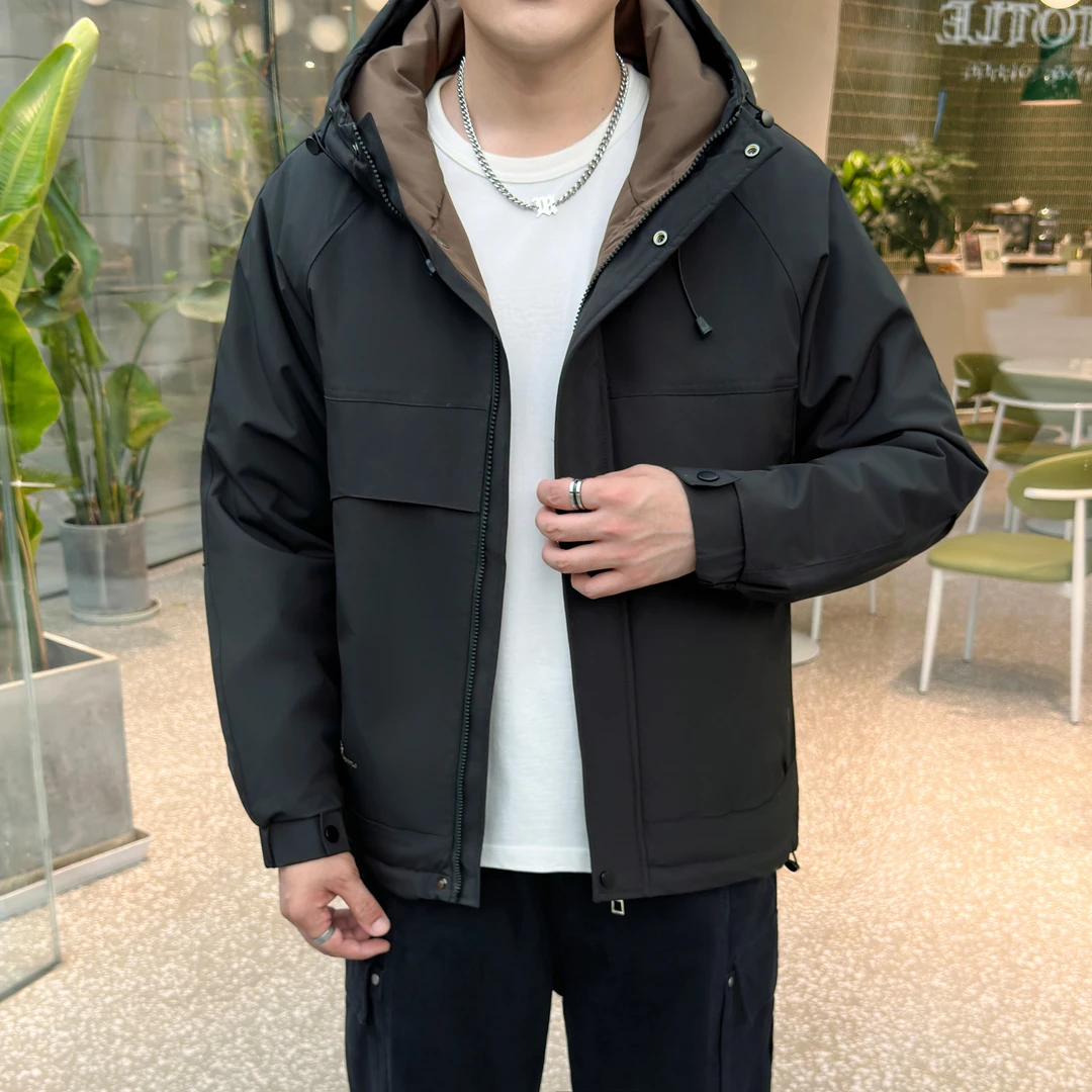 2025秋冬新款潮流时尚连帽休闲夹克男士加棉冲锋衣夹克外套2353