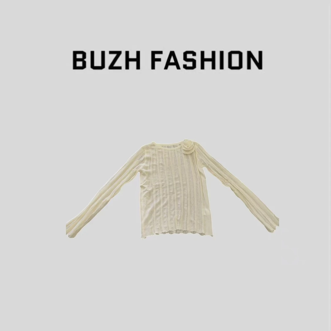 BUZH法式纯欲慵懒感温柔细针织款修身显瘦百搭上衣