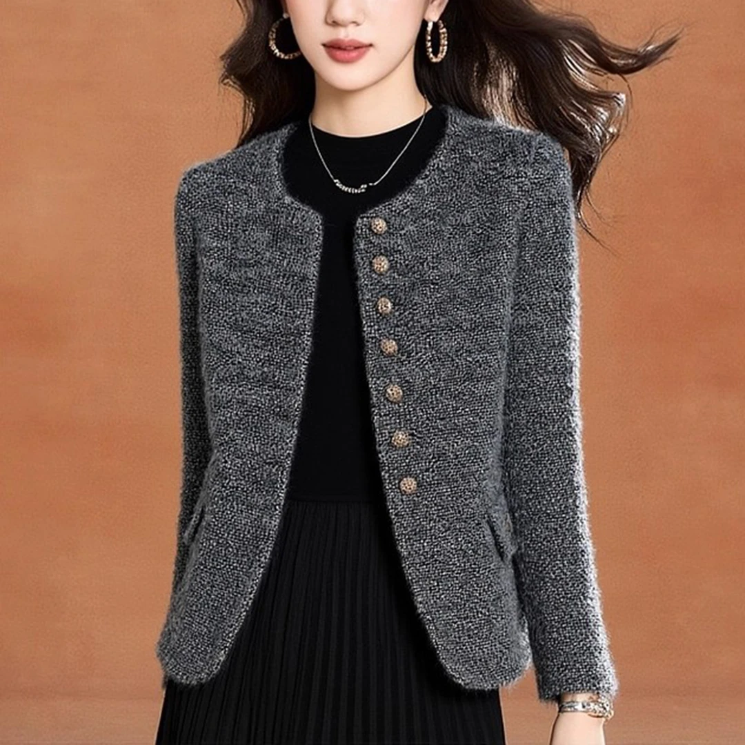 气质毛呢小香风外套女秋冬新款时尚百搭女士短款开衫洋气上衣