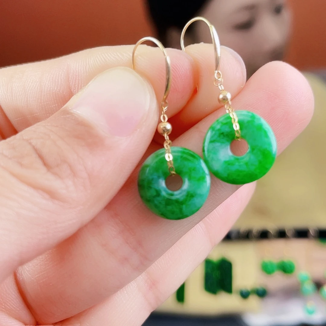 翡翠18K金镶嵌耳饰