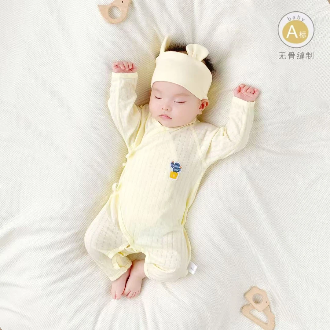 新生儿夏季衣服薄款婴儿连体衣纯棉无骨0－6个月男女宝蝴蝶衣打底