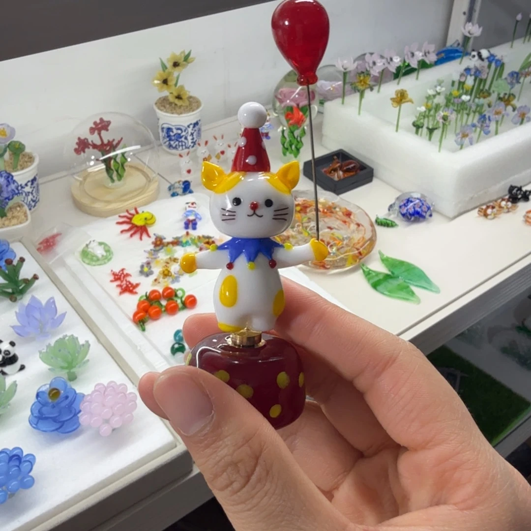 琉璃手工艺品旋转小猫