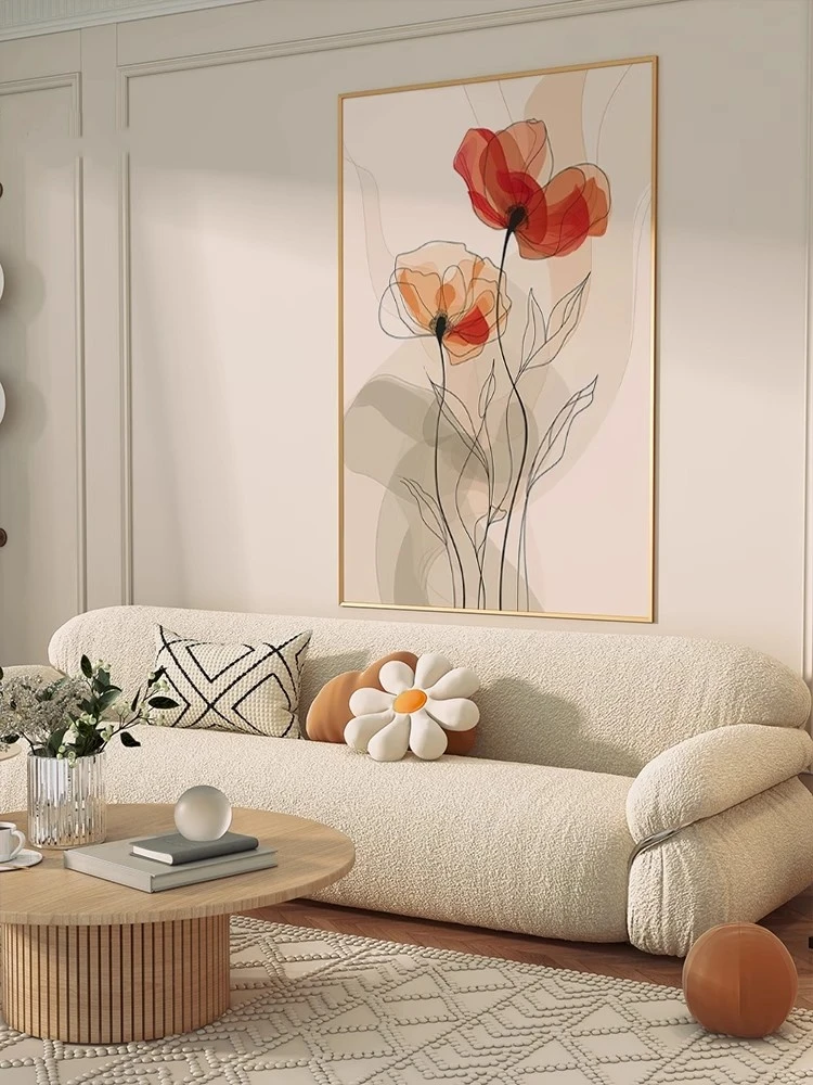 现代客厅玄关装饰画简约抽象花朵楼梯间壁画艺术画餐厅竖版挂画