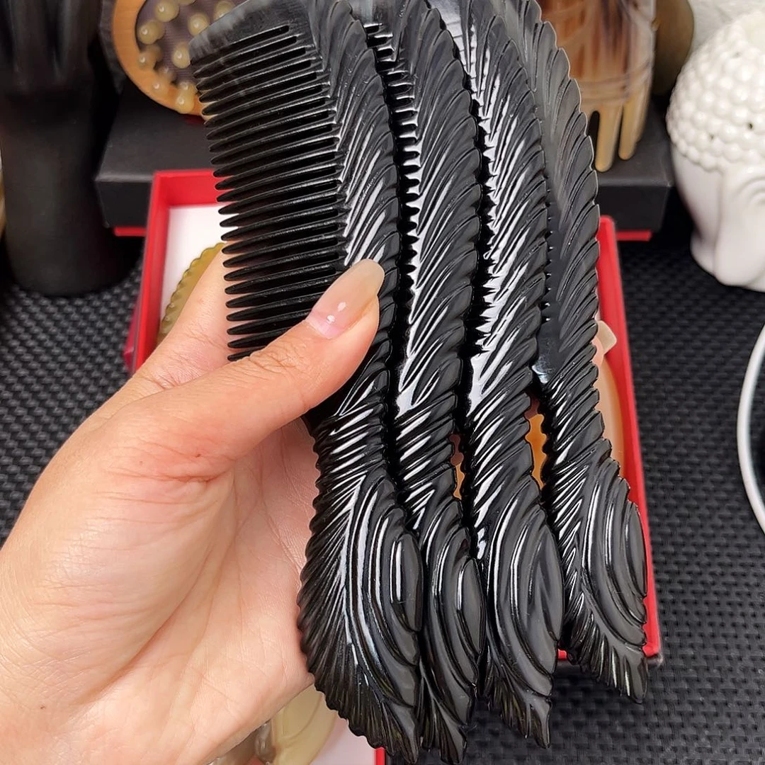 纯手工制作纯牛角梳子