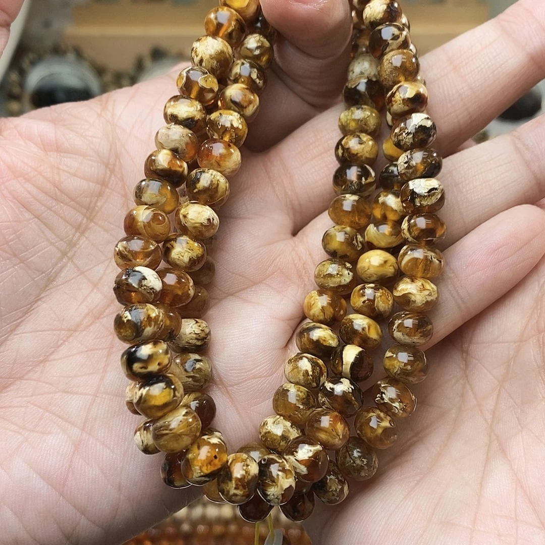 琥珀未镶嵌手链8金溶洞